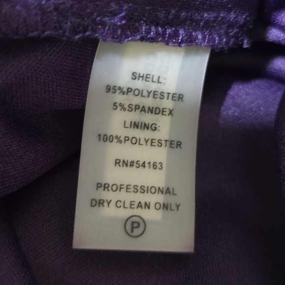 CALVIN KLEIN size 6 Stretch Zip Ruched One Shoulder Embellished Dress Purple - Picture 15 of 16